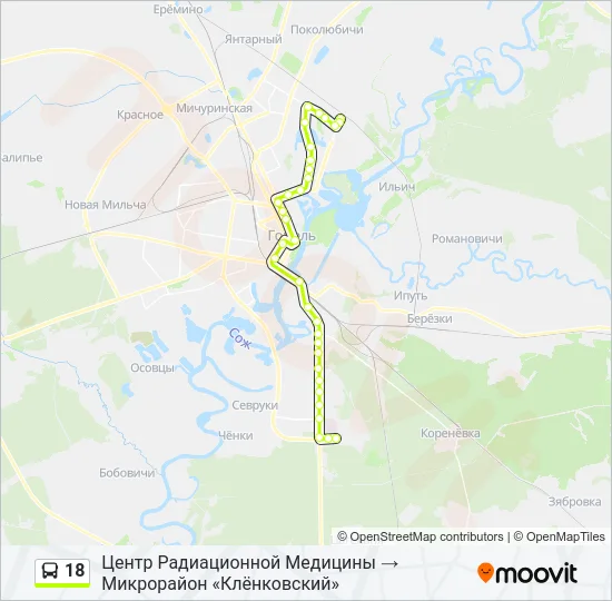 Автобус 18: карта маршрута