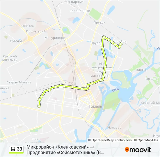 Автобус 33: карта маршрута