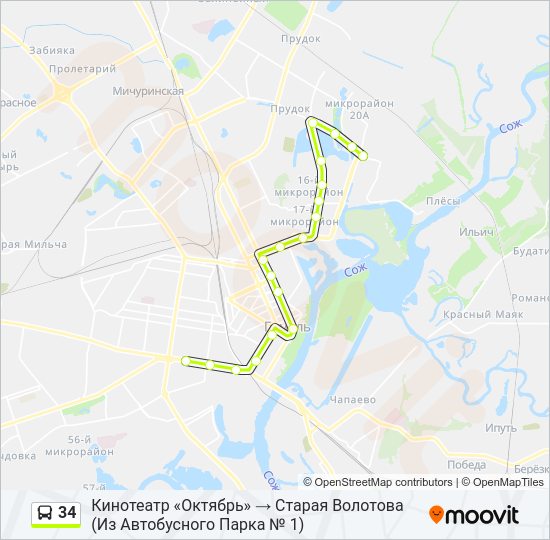 Автобус 34: карта маршрута