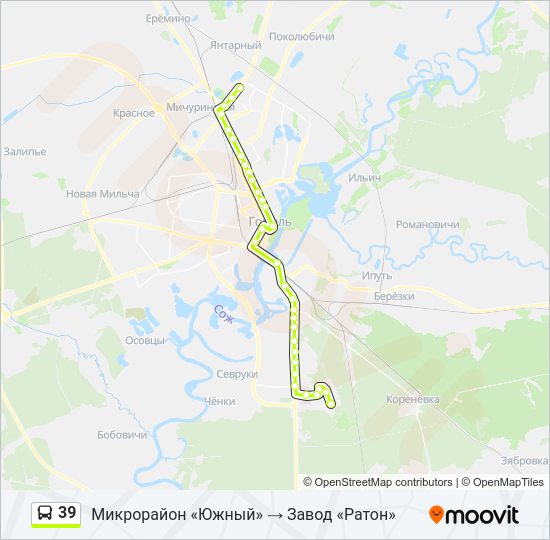 Автобус 39: карта маршрута