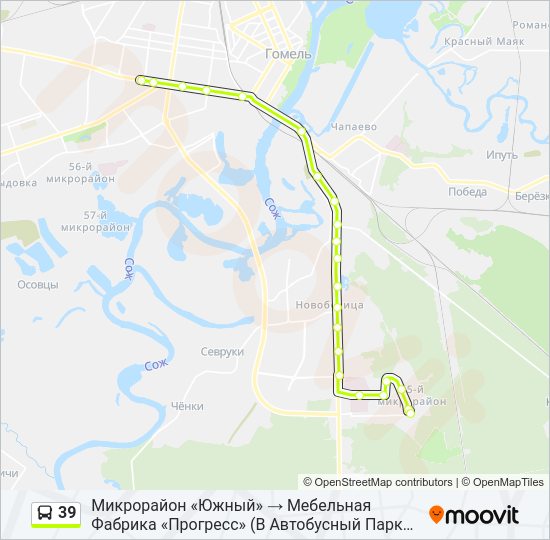 Автобус 39: карта маршрута