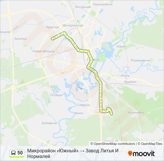Автобус 50: карта маршрута