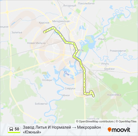 Автобус 50: карта маршрута