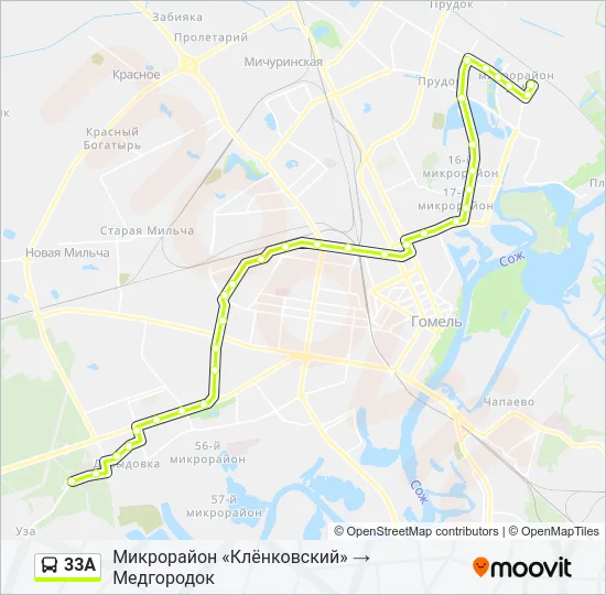 33А Bus Line Map