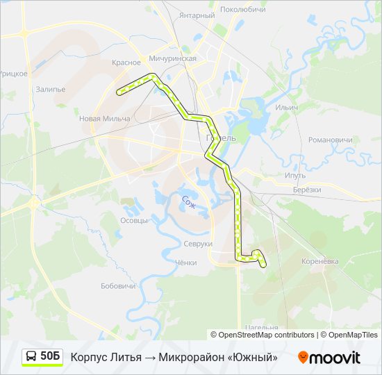 Автобус 50Б: карта маршрута