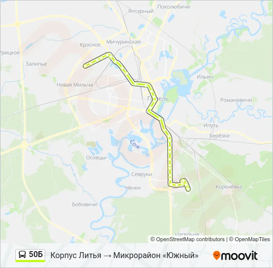 Автобус 50Б: карта маршрута