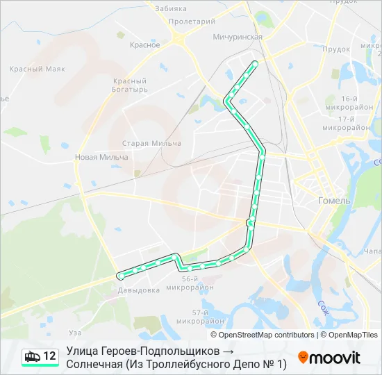 12 Trolleybus Line Map