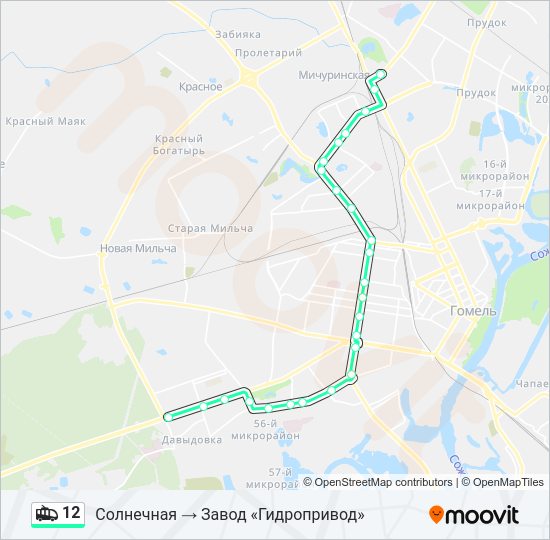 Троллейбус 12: карта маршрута