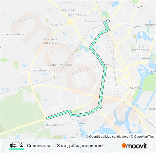 Троллейбус 12: карта маршрута