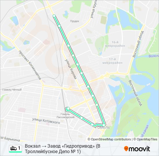 1 trolleybus Line Map