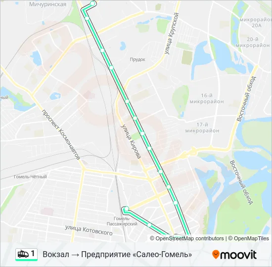 Троллейбус 1: карта маршрута