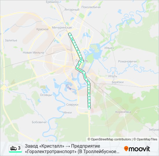 Троллейбус 3: карта маршрута