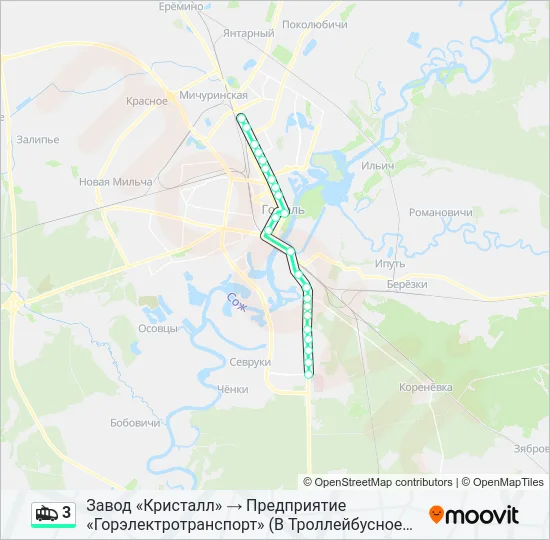 Троллейбус 3: карта маршрута