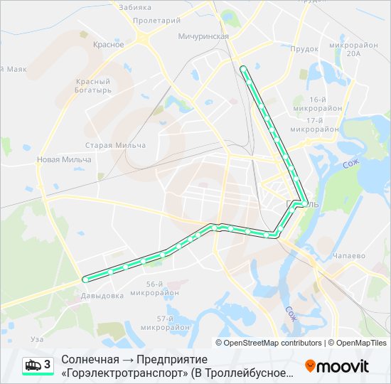Троллейбус 3: карта маршрута
