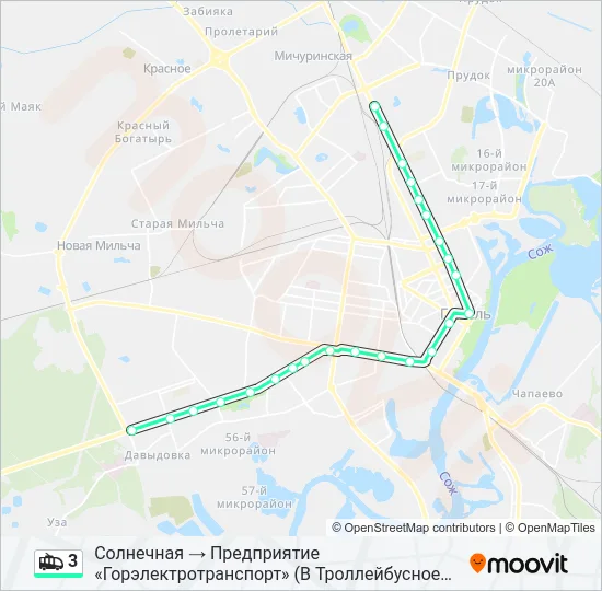 Троллейбус 3: карта маршрута