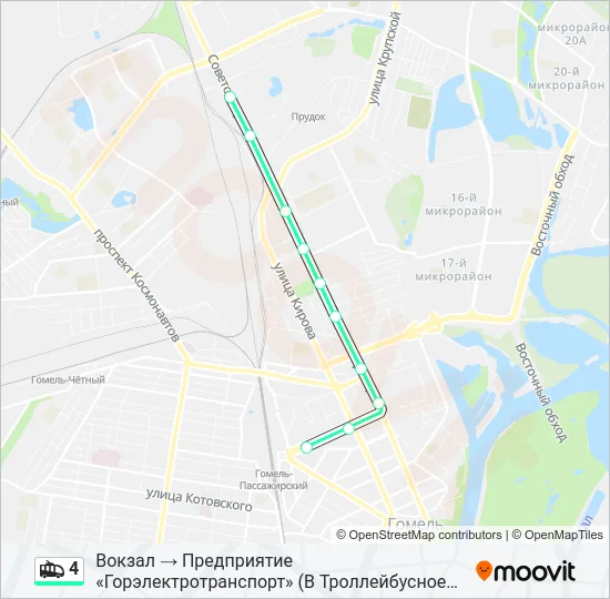 Троллейбус 4: карта маршрута