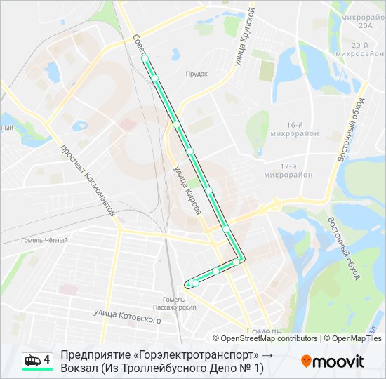 Троллейбус 4: карта маршрута