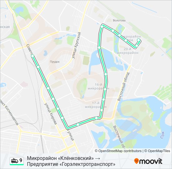 Троллейбус 9: карта маршрута