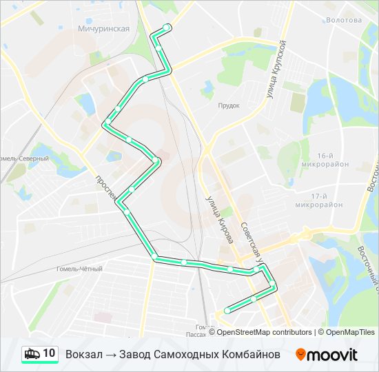 10 trolleybus Line Map