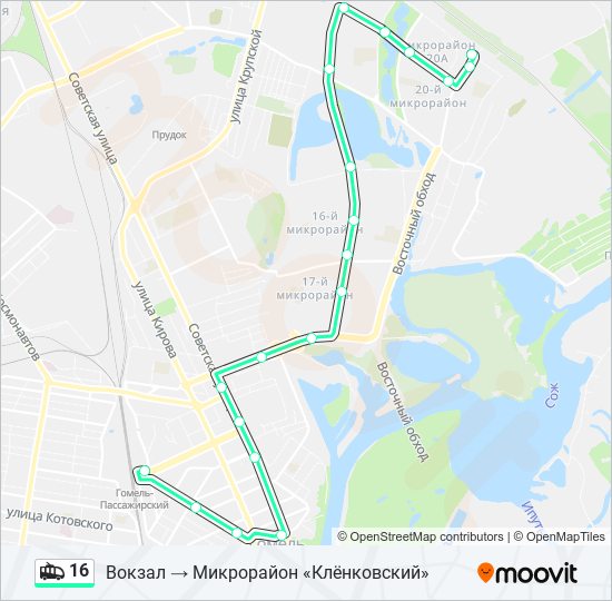 16 trolleybus Line Map