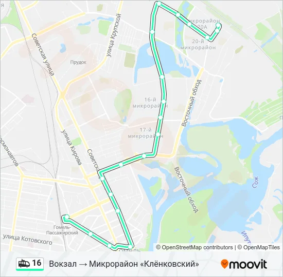 Троллейбус 16: карта маршрута