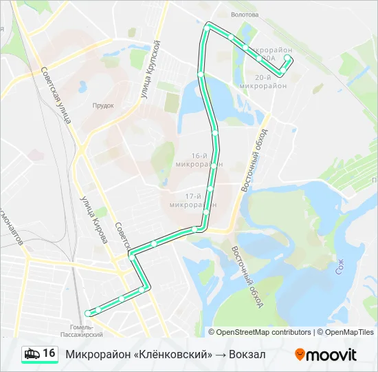 Троллейбус 16: карта маршрута