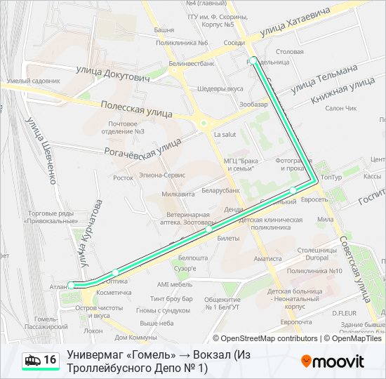 16 Trolleybus Line Map