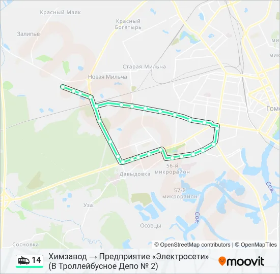 14 Trolleybus Line Map