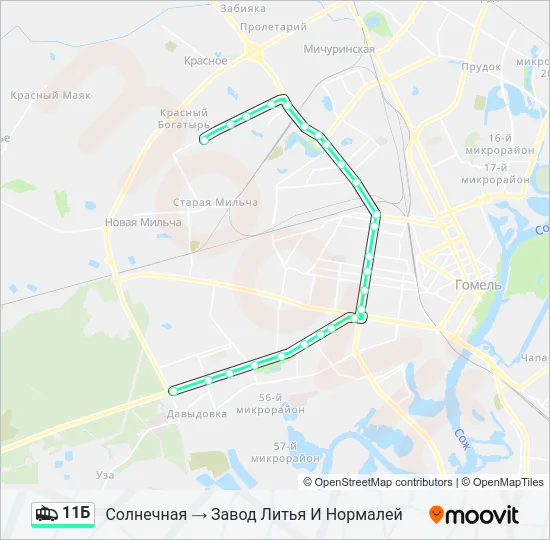 11Б Trolleybus Line Map
