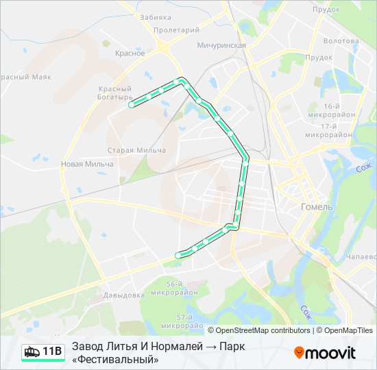 Маршрут 11в: Расписание, Карты И Остановки - Завод Литья И.