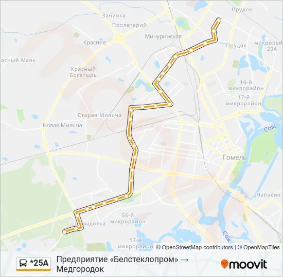 *25А Bus Line Map