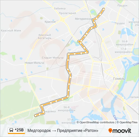 *25В Bus Line Map