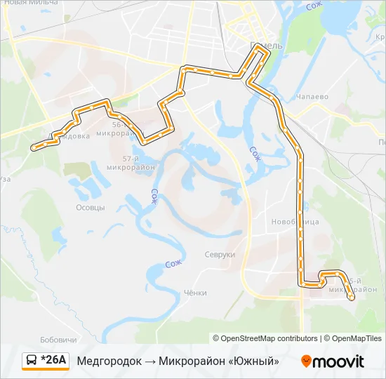 Автобус *26А: карта маршрута