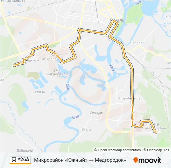 *26А Bus Line Map