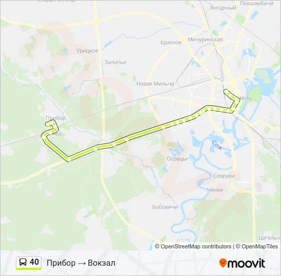 Автобус 40: карта маршрута