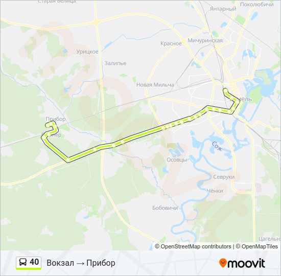 Автобус 40: карта маршрута
