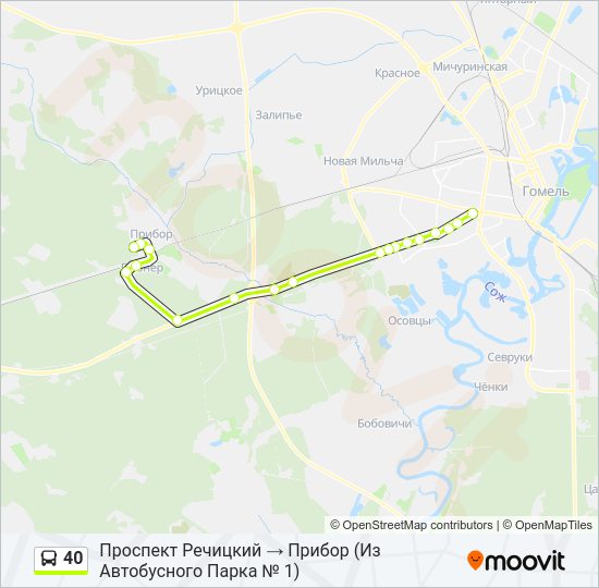 Автобус 40: карта маршрута