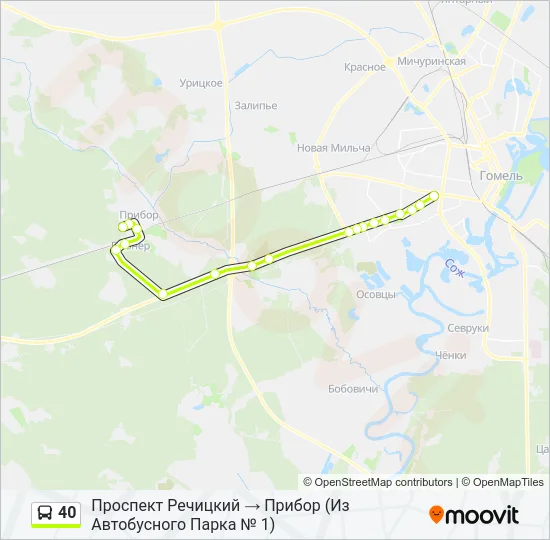 Автобус 40: карта маршрута
