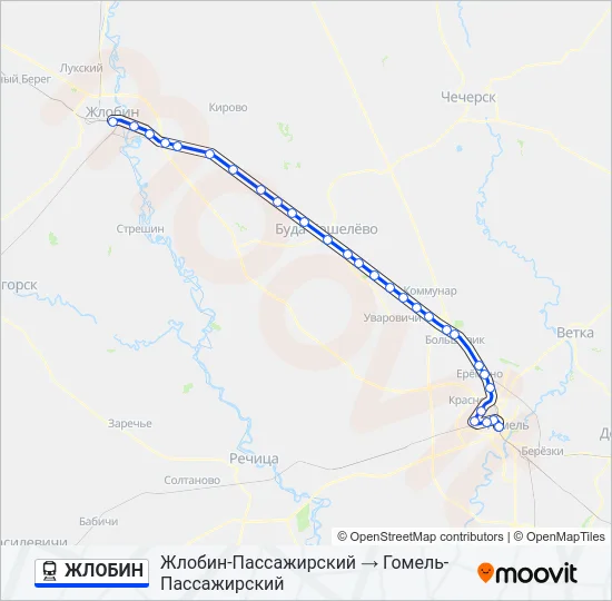 ЖЛОБИН Train Line Map
