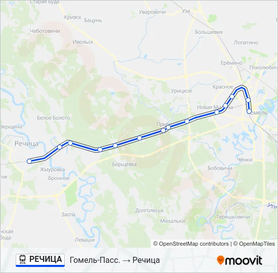 РЕЧИЦА Train Line Map
