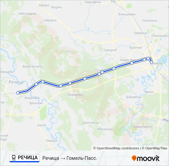 РЕЧИЦА Train Line Map