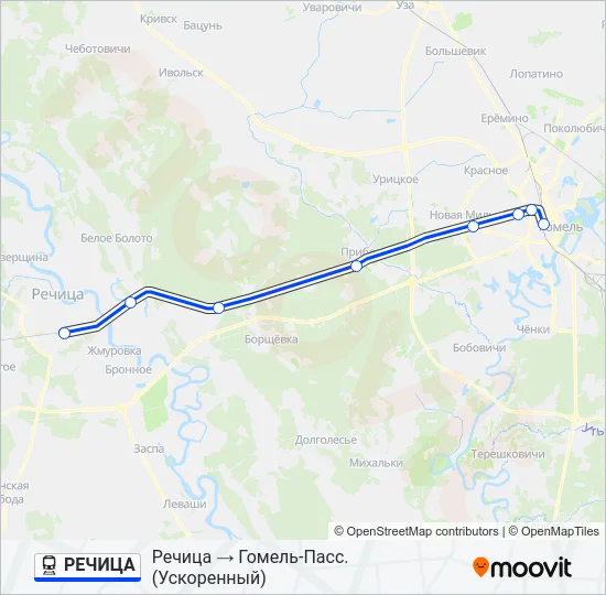 РЕЧИЦА Train Line Map