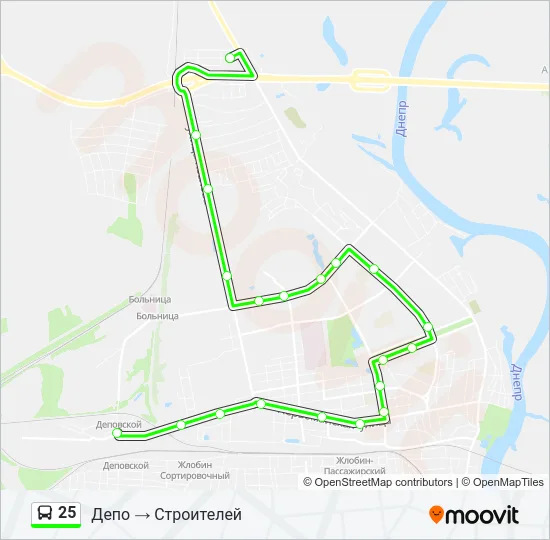 Автобус 25: карта маршрута