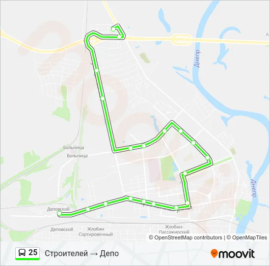 Автобус 25: карта маршрута