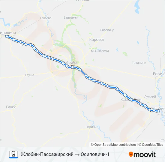 Поезд ОСИПОВИЧИ: карта маршрута