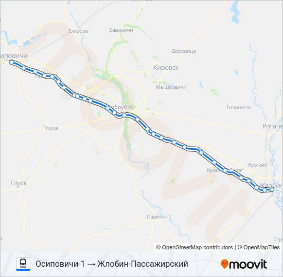 Поезд ОСИПОВИЧИ: карта маршрута