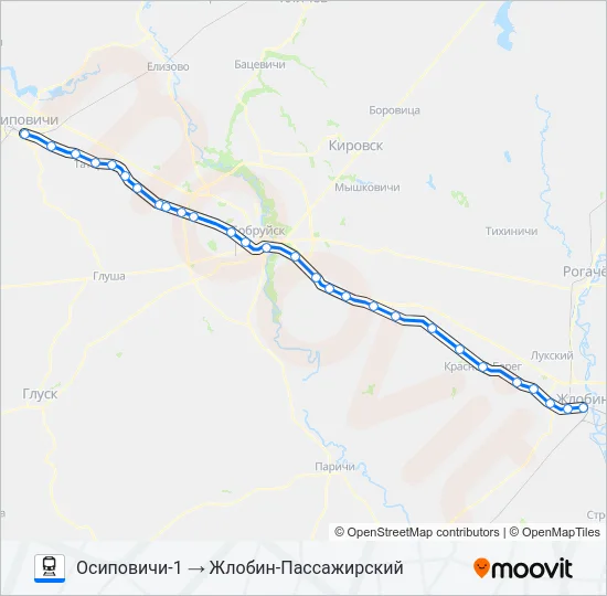 Поезд ОСИПОВИЧИ: карта маршрута