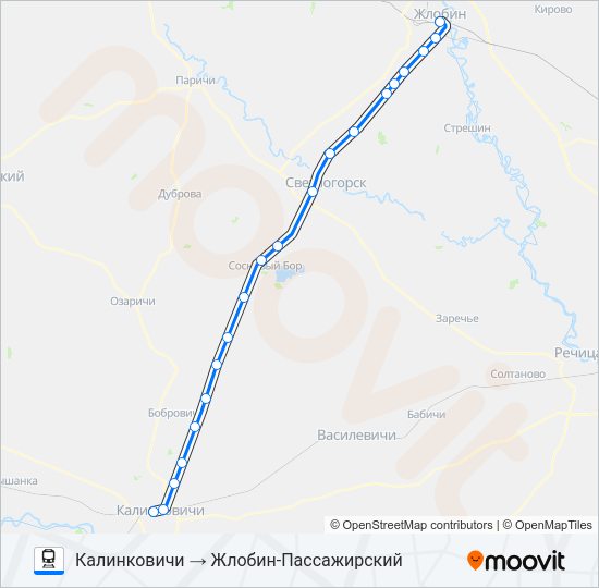 Поезд КАЛИНКОВИЧИ: карта маршрута