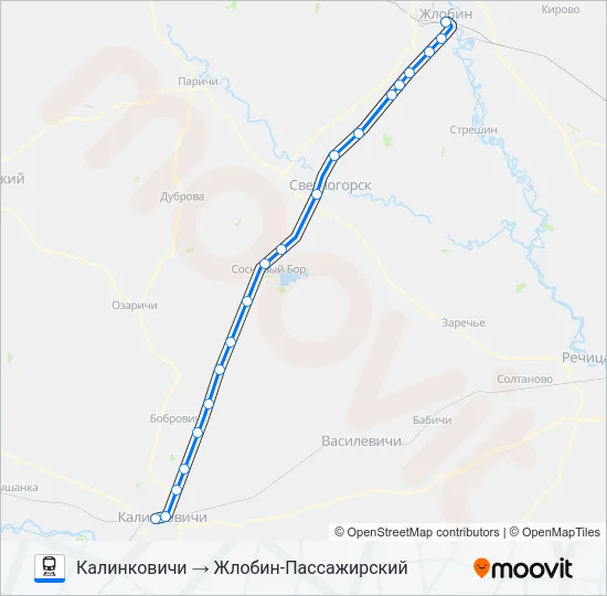 Поезд КАЛИНКОВИЧИ: карта маршрута