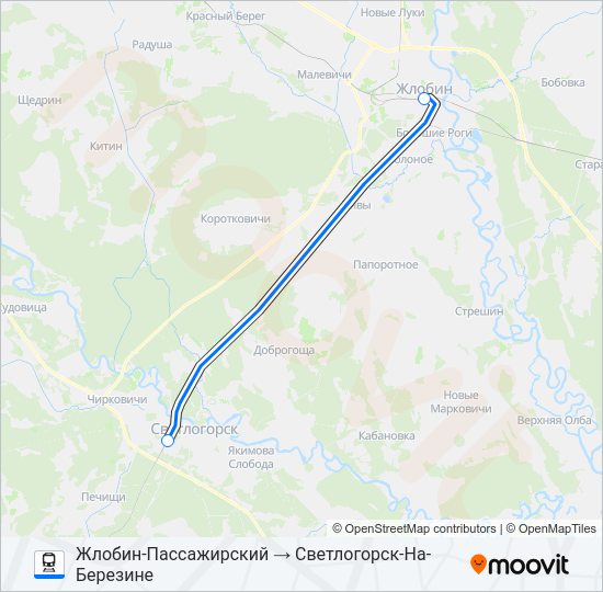 СВЕТЛОГОРСК-НА-БЕРЕЗИНЕ Train Line Map